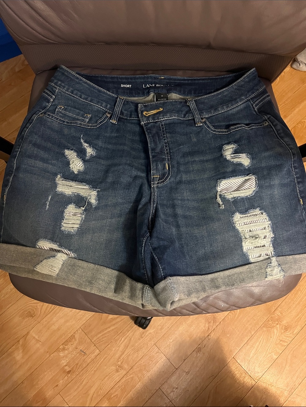 Lane Bryant Indigo Distressed Cuffed Jean Shorts